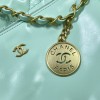 Chanel mint leather tote shopping large bag