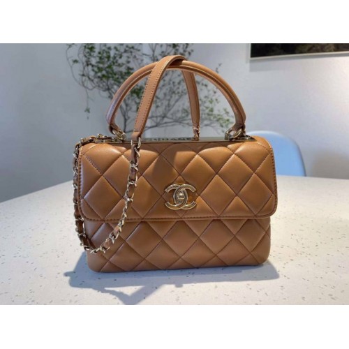 Chanel Trendy Brown CC Flap Top Handle Bag