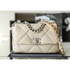 Chanel silver flap cream bag 19 medium size