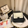 Chanel Medium Crinkled Calfskin Chevron Boy Flap Bag White