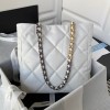 Chanel 22B tote 19 white lampskin bag