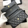 Chanel 19 Denim Wallet on Chain in Black AP0957