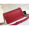Chanel 25cm Caviar Red leather Boy bag Gold Hardware