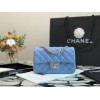 Chanel classic flap bag blue caviar leather 20cm