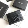 Chanel black rose silver card holder