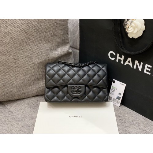 Chanel flap bag all black small size 20