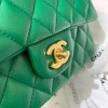 Chanel grained calfskin top handle flap bag green 20cm