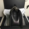 Chanel Chevron Lambskin Boy Bag with Top Handle Black A14041 VS05793