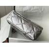 Chanel 19 silver leather large bag