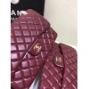 CHANEL 1112 Wine Red Large Size 30cm Lambskin Leather Flap Bag With Gold/Silver Hardware