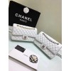 CHANEL 1112 White Large 2.55 Calfskin Leather Flap Bag with Gold Hardware