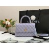 Chanel coco handle mini purple caviar leather