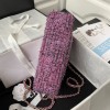 Chanel tweed classic pink flap bag 25cm