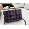 Chanel 19 flap tweed pink black bag 26cm