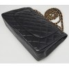 CHANEL Large Classic Handbag Grained Calfskin & Gold Metal Black