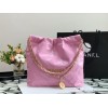 Chanel pink leather tote shopping bag