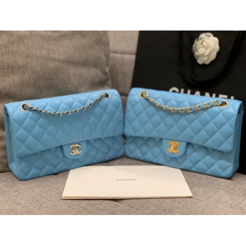 CHANEL 1112 Blue 2.55 Lampskin Flap 25cm Bag