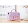 Chanel handle mini flap bag purple colorful 20cm