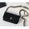 Chanel Woc double chain black leather bag