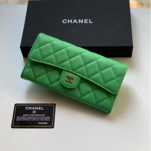 Chanel green caviar wallet