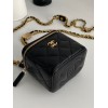 Chanel square vanity black leather mini bag
