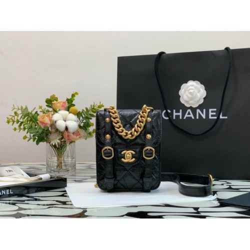 Chanel 19 case phone black leather