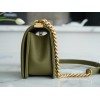 Chanel Green Quilted Caviar Medium Boy Bag