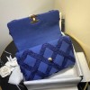 Chanel 19 Maxi-Quilted Fringe Canvas Blue Flap Bag