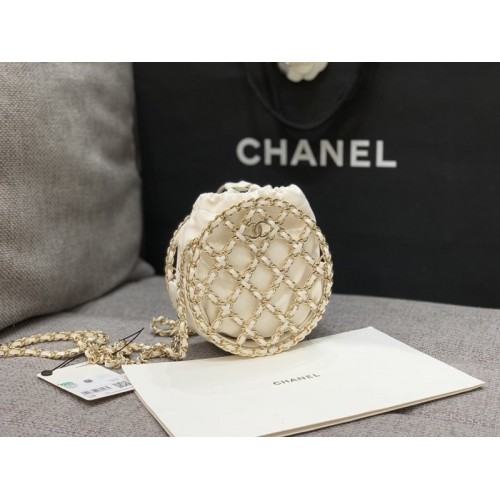 Chanel Round Mini Small Chain White Crossbody Bag