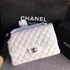 CHANEL white Size 30cm Lambskin Leather Flap Bag With Silver Hardware