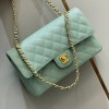 Chanel CF flap mint green grain leather 25 gold bag