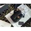 Chanel Lambskin & Gold-Tone Small Metal Flap Bag Black 13cm