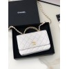 Chanel woc caviar handle white leather bag