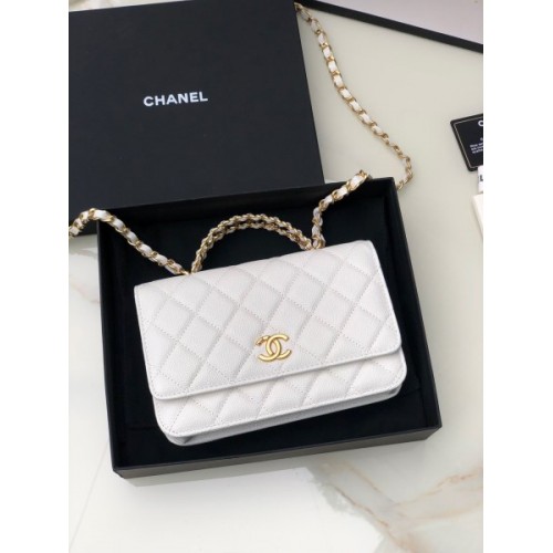 Chanel woc caviar handle white leather bag