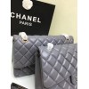 CHANEL 1112 Grey Large Size 30cm Lambskin Leather Flap Bag With Gold/Silver Hardware