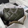 Chanel 19 Flap Lambskin Green Silver Hardware 30cm Bag