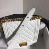Boy Chanel Handbag 19.5cm White With Gold Hardware