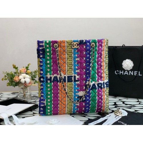 Chanel colorful tote shopping bag