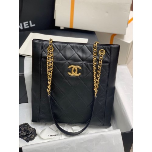 Chanel shopping bag calfskin gold hardware