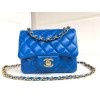 Chanel 17cm Classic Flap Bag Blue Lampskin Leather (gold/ silver)