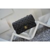 CHANEL 1112 Black Size 20cm Caviar Leather Flap Bag With Gold / Silver Hardware