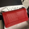 Chanel Medium Chevron Lambskin Boy Bag Red A13043 VS08698