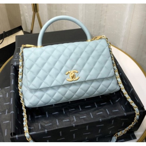 Chanel Coco Grained Calfskin Blue Flap Bag 29cm