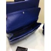 CHANEL 1112 Blue Large Size 30cm Lambskin Leather Flap Bag With Gold/Silver Hardware