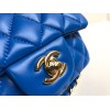 Chanel 17cm Classic Flap Bag Blue Lampskin Leather (gold/ silver)