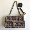 Chanel Flap Classic Tweed Handbag With Gold Hardware