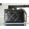 Chanel silver flap black bag 19 large size