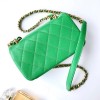 Chanel flapbag handle lampskin green leather 19cm bag