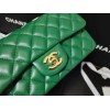 Chanel classic flap caviar leather bag gold hardware green 25cm