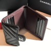 Chanel black chevron lambskin silver wallet